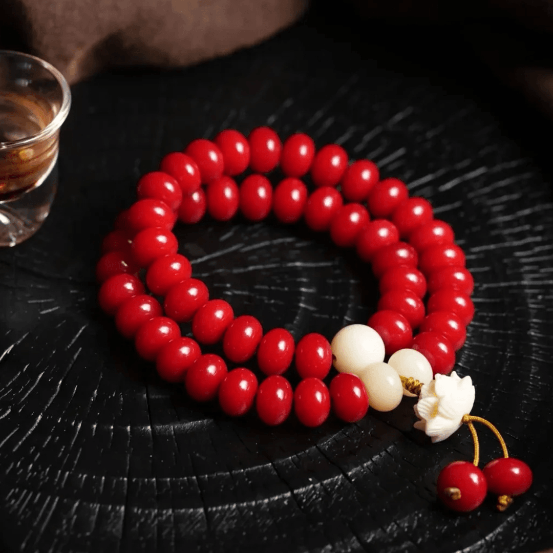 红豆生南国红菩提手串手持 相似生红豆 女双圈简约百搭款