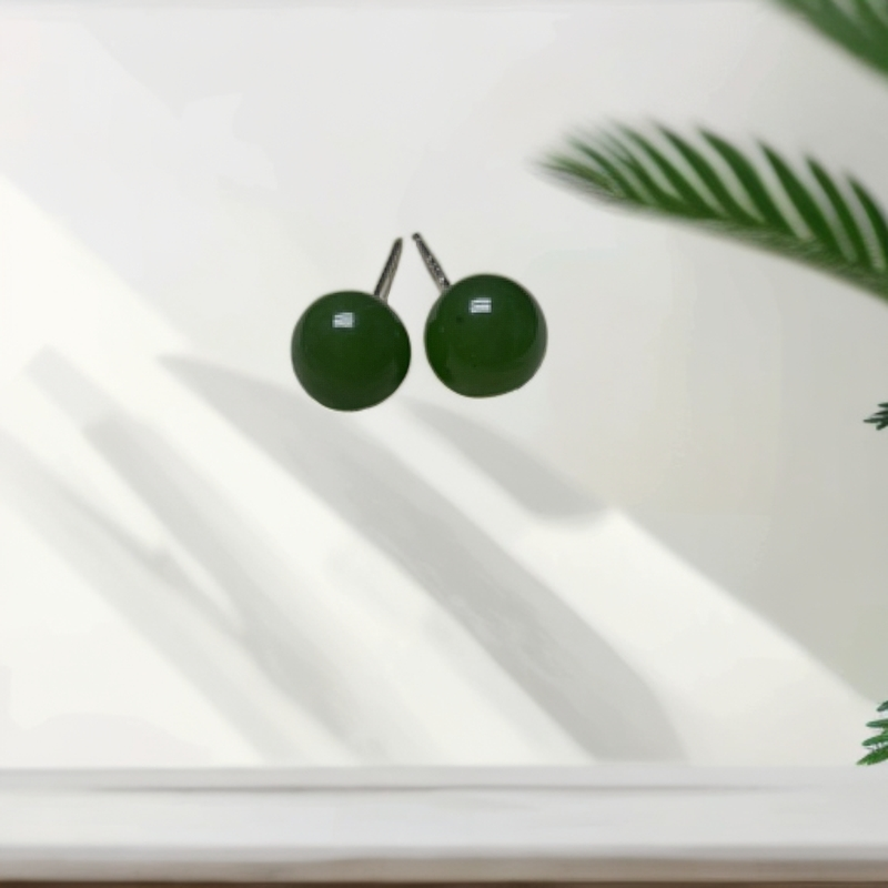 纯天然和田玉碧玉耳坠卡8