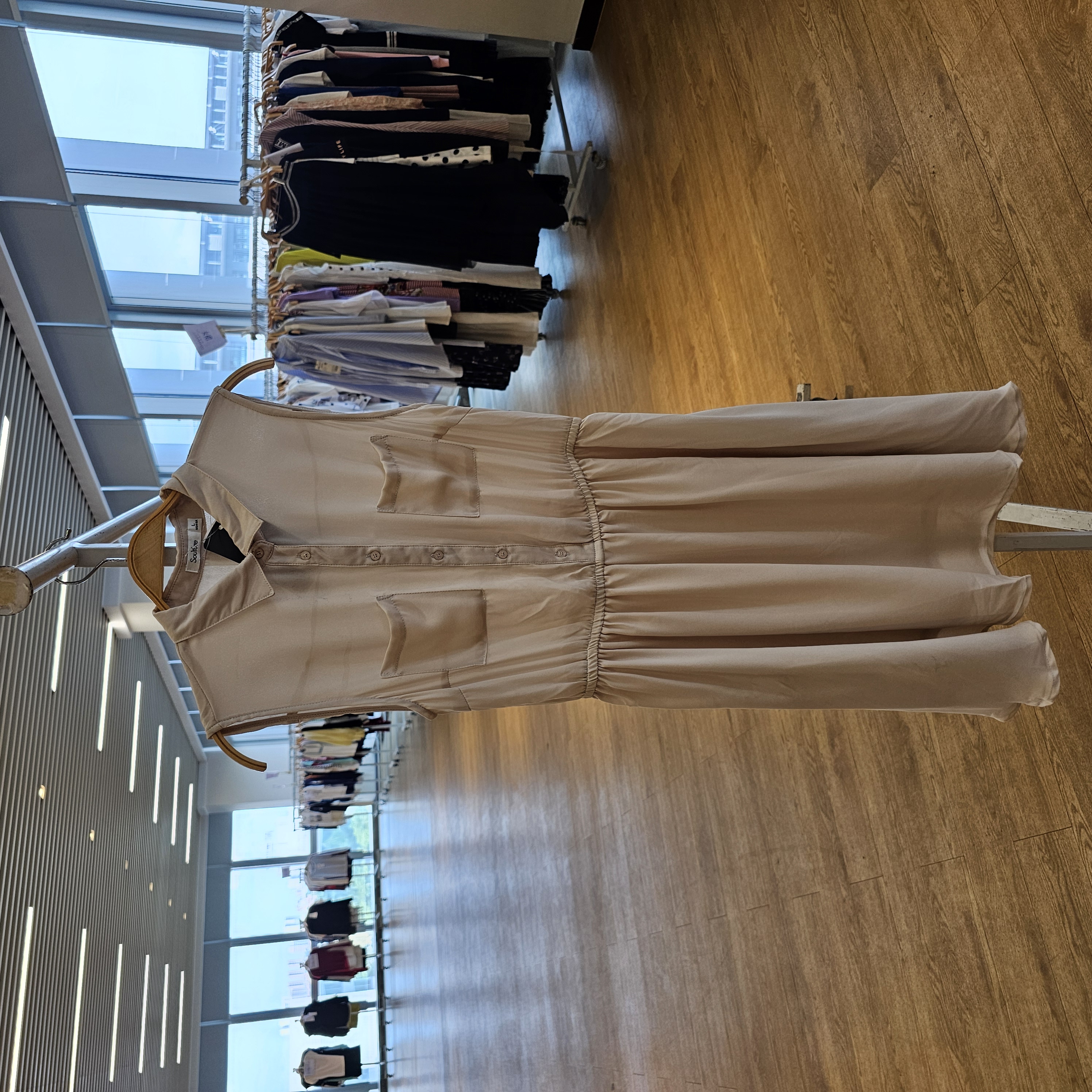 B4HB59804品牌折扣正品女装松紧腰无袖连衣裙百搭潮流显瘦-霞姐