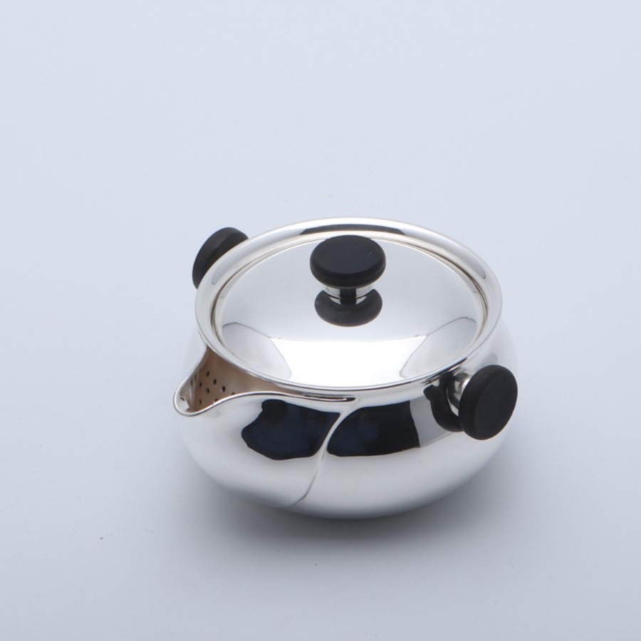 手工系列 林陵祥王师精品 光面亮银银宝瓶盖碗 容量170毫升