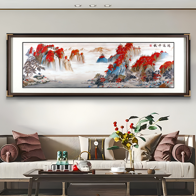 君自在《鸿运千秋》高档大气手工雕刻铜雕画客厅沙发背景墙2025新款