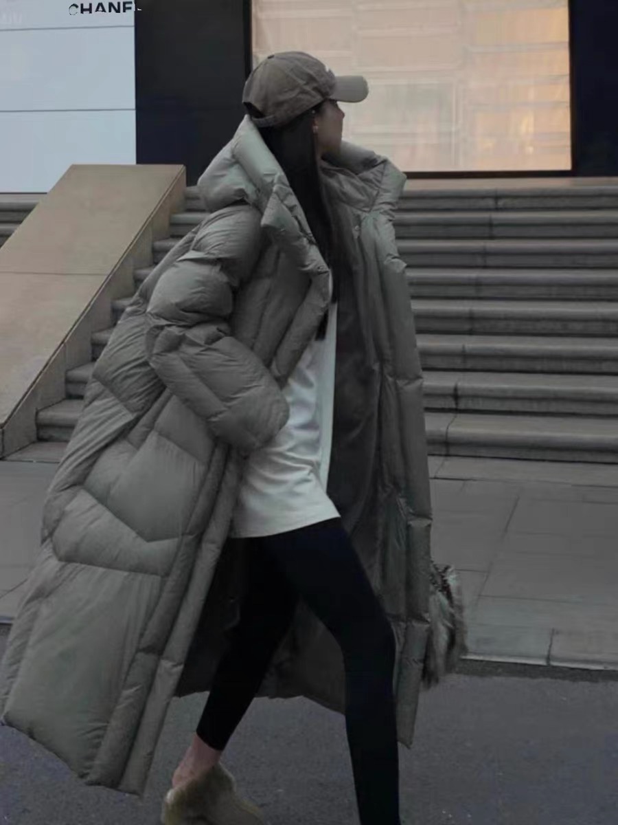 【张大胆衣橱】RQ3322潮流宽松时尚休闲黑色过膝冬季鹅绒服