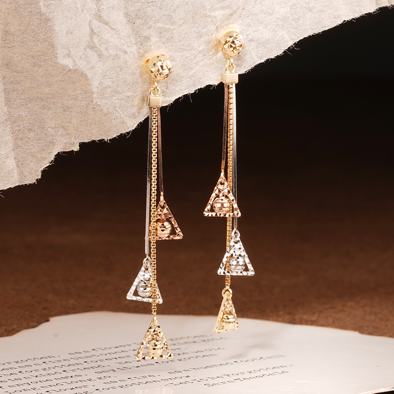 【桃之梦珠宝】三角形流苏耳环TKJ240061