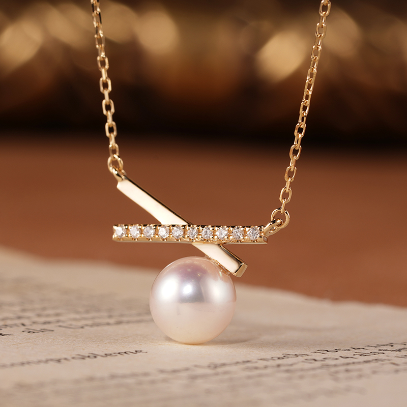 【桃之梦珠宝】18K金淡水珠钻石项链TZZ2400041