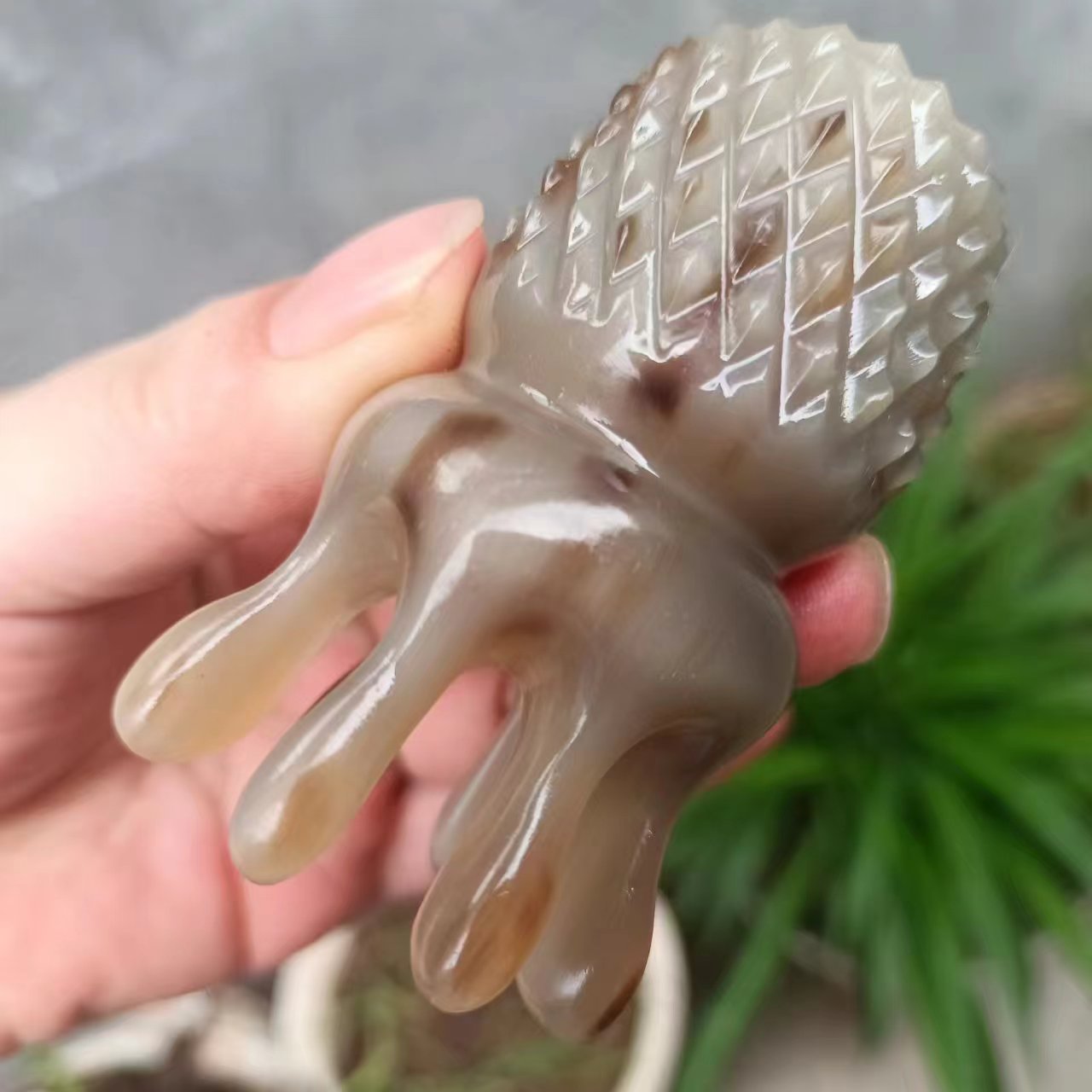 天然牛角精品水滴齿八爪章鱼形头疗梳子按摩把玩梳子