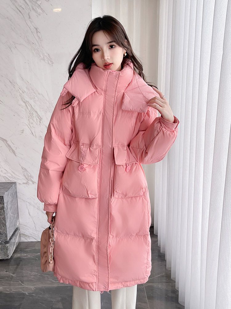 雅鹿新款2023新款冬装女士羽绒服宽松过膝白鸭绒常规加厚大码时尚