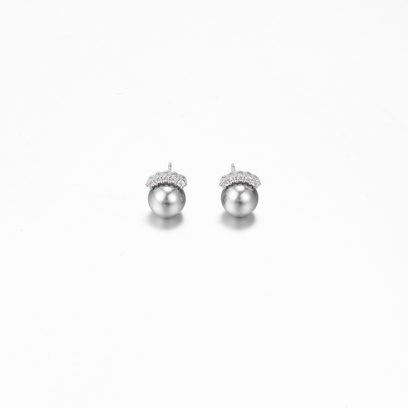 灰珠珠耳钉气质小众轻奢简约百搭 8233