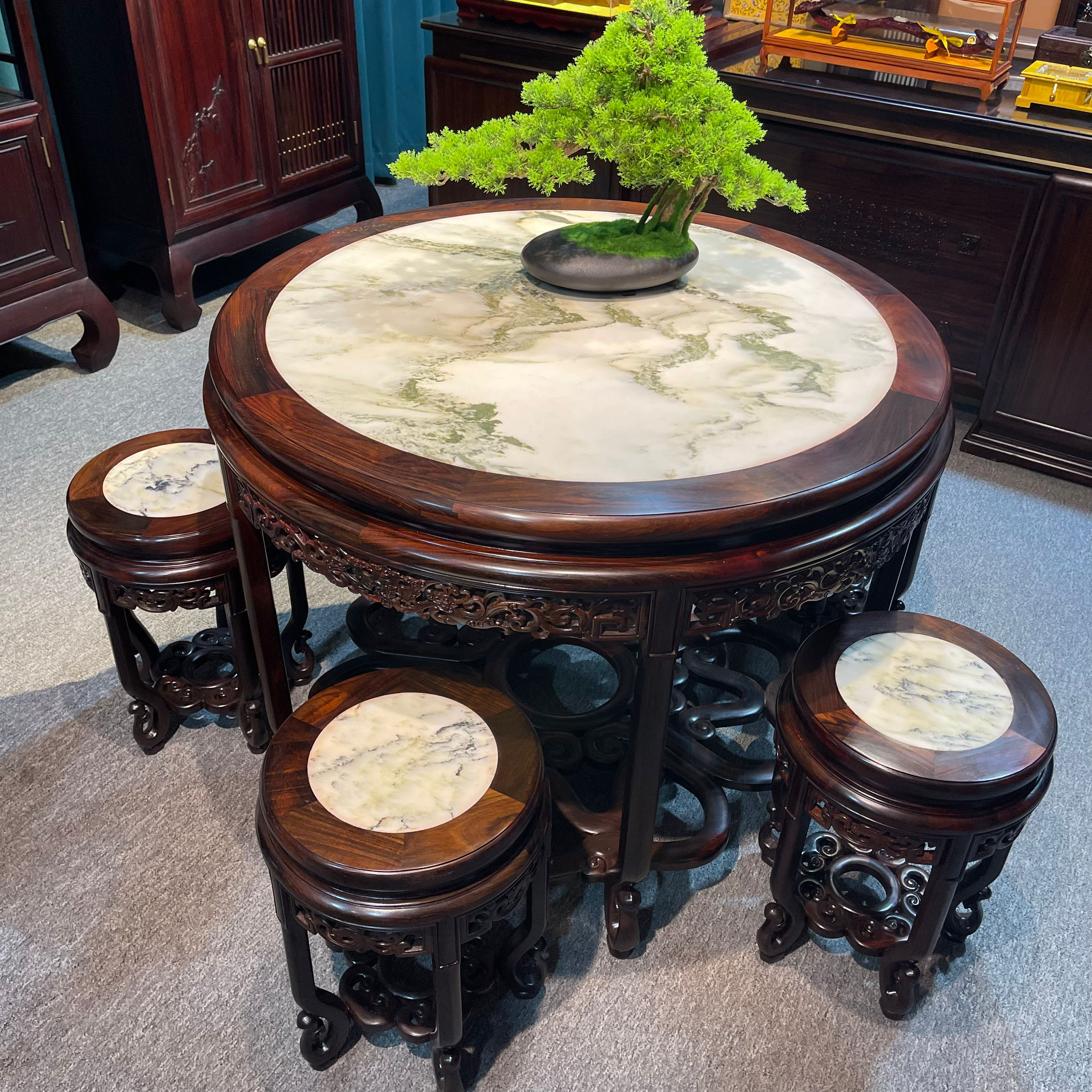 大红酸枝五子登科高端红木家具