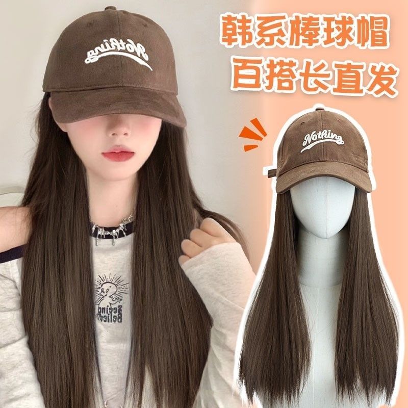 假发女NO棒球帽子假发一体直发无痕高档新款时尚加大檐自然显脸小