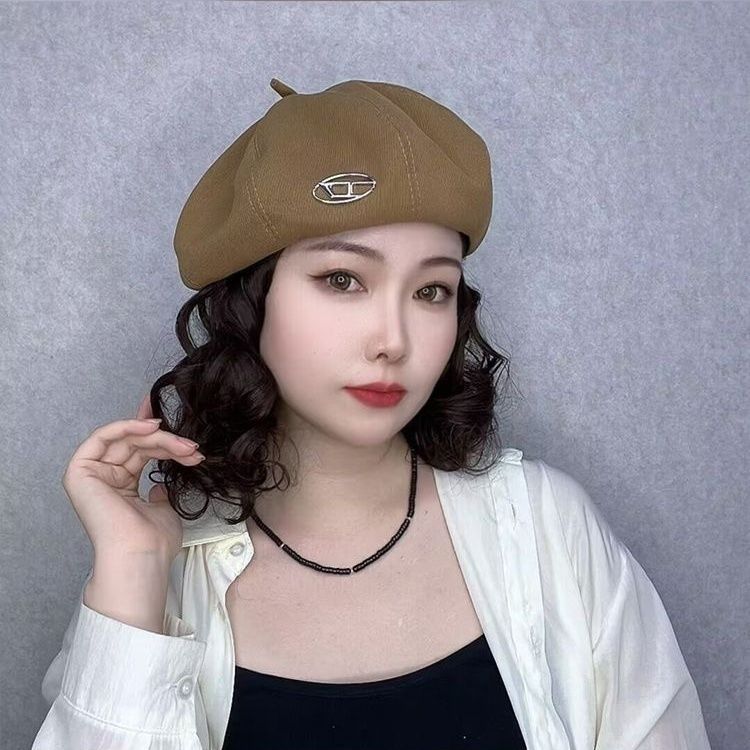 假发一体贝雷帽四季可带八角帽洋气时尚短卷发妈妈款秋冬网红爆款