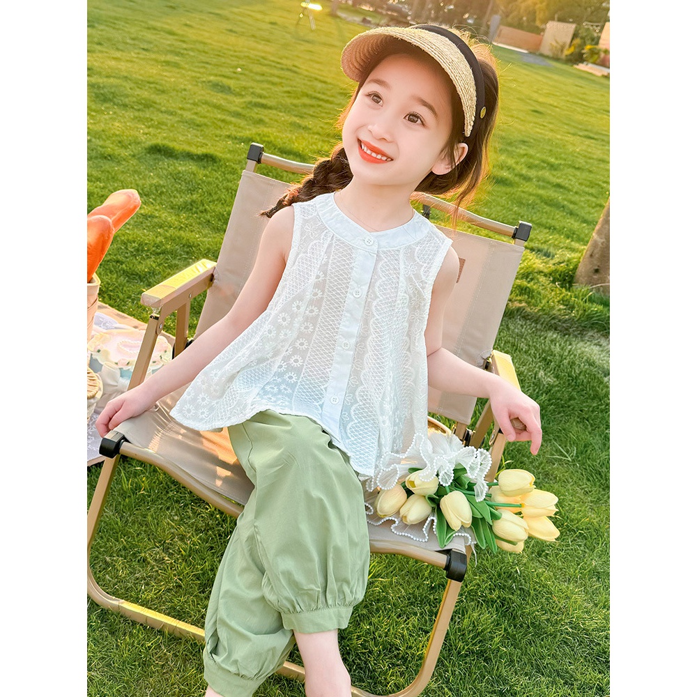 女童套装夏季2024新款时髦洋气女孩宝宝夏款两件套儿童装夏装清新