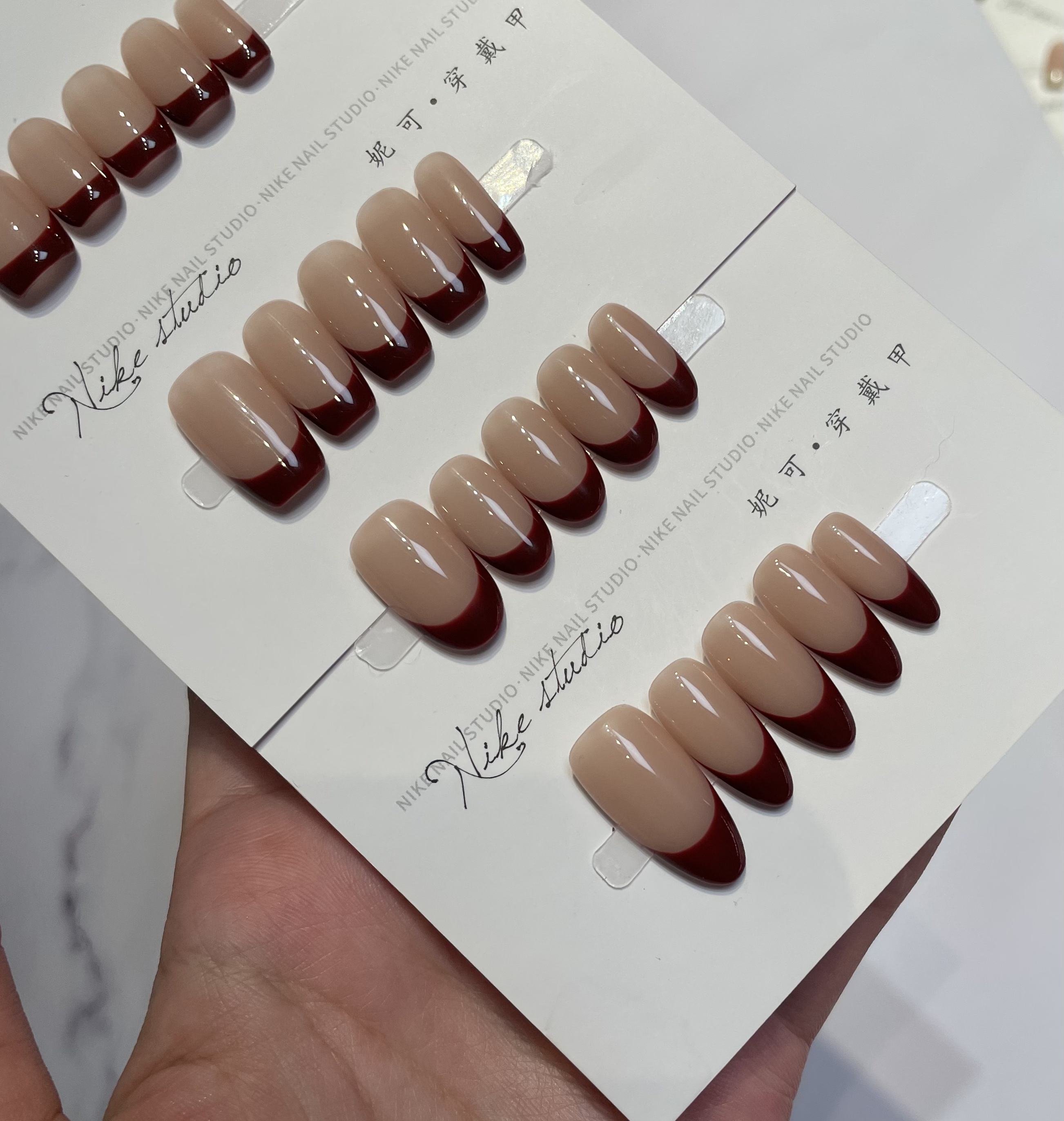 【红桃】妮可·高定手工穿戴甲裸色➕车厘子红法