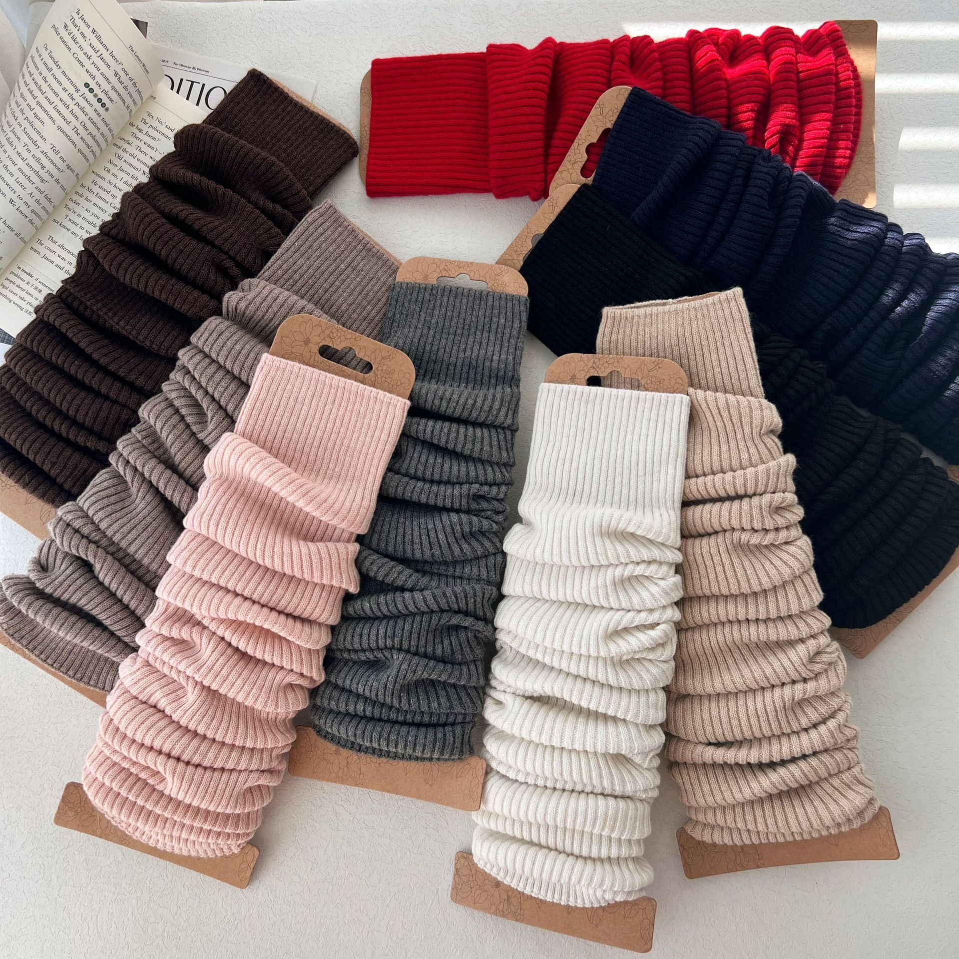 漫画袜套仿羊绒森系针织jk小腿堆堆袜日系辣妹加长加厚黑白咖靴套