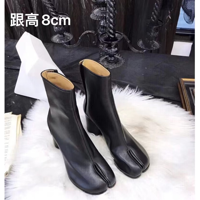 mm6马吉拉tabi分趾鞋高跟短靴女猪蹄羊蹄真皮马蹄短靴猪脚中筒靴