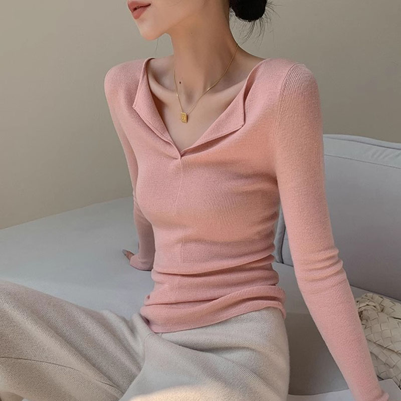 【0091-0100】秋冬季加绒加厚女装毛衣韩版设计感百搭显瘦洋气