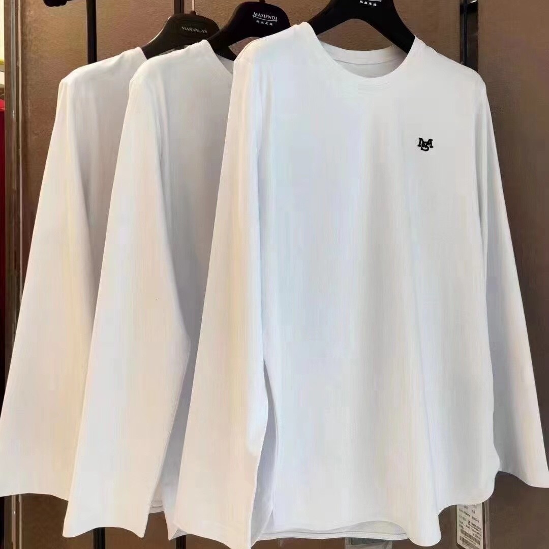 百搭大白体恤白色纯棉长袖打底衫内搭