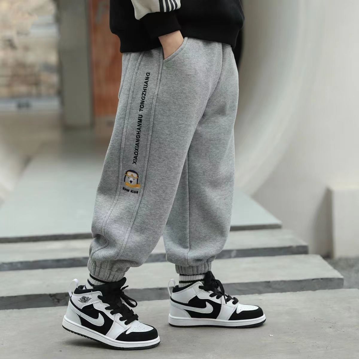 【男童秋冬】加绒/不加绒 中小童运动卫裤宽松束脚长裤男童春秋刺绣