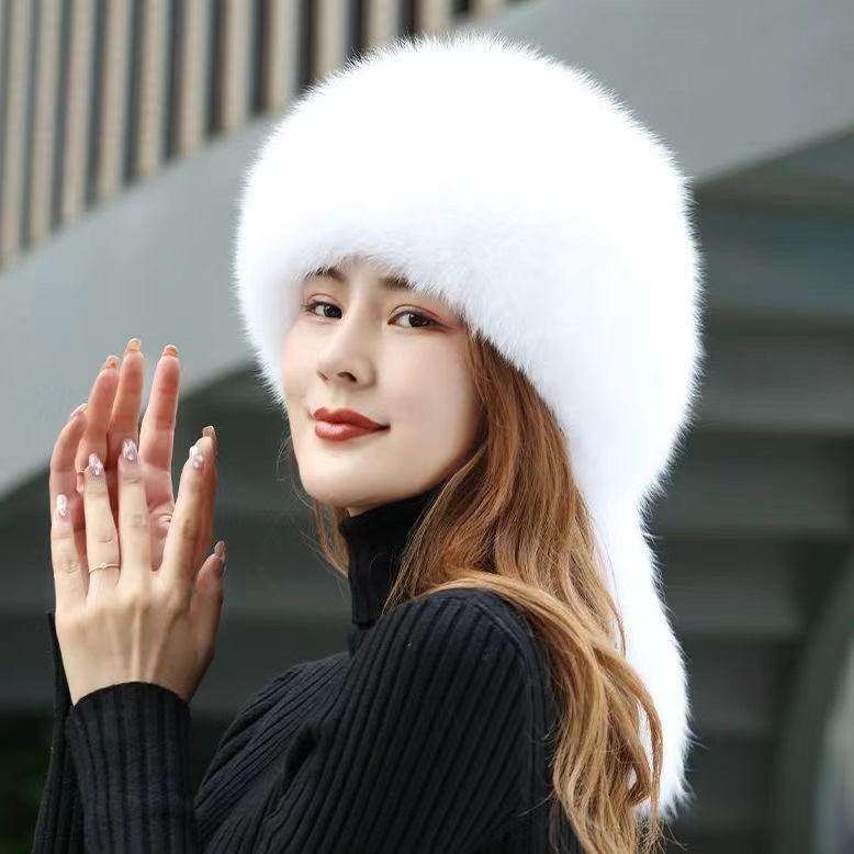 狐狸毛五尾蒙古大圆帽冬季保暖加厚女