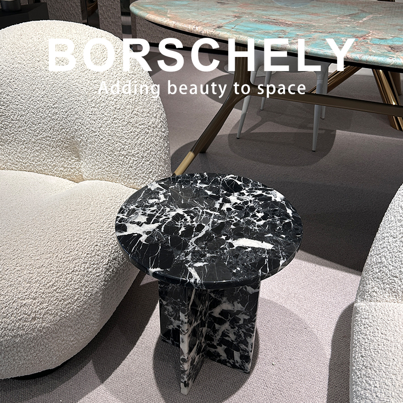 BORSCHELY/宝石利 福利品天然大理石石材底座边几45*45cm
