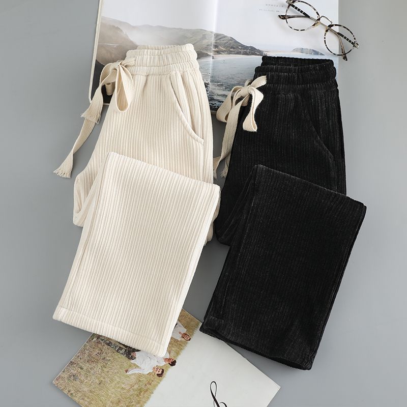 儿童雪尼尔加绒直筒裤2023秋冬新款洋气中大童女童外穿休闲阔腿裤