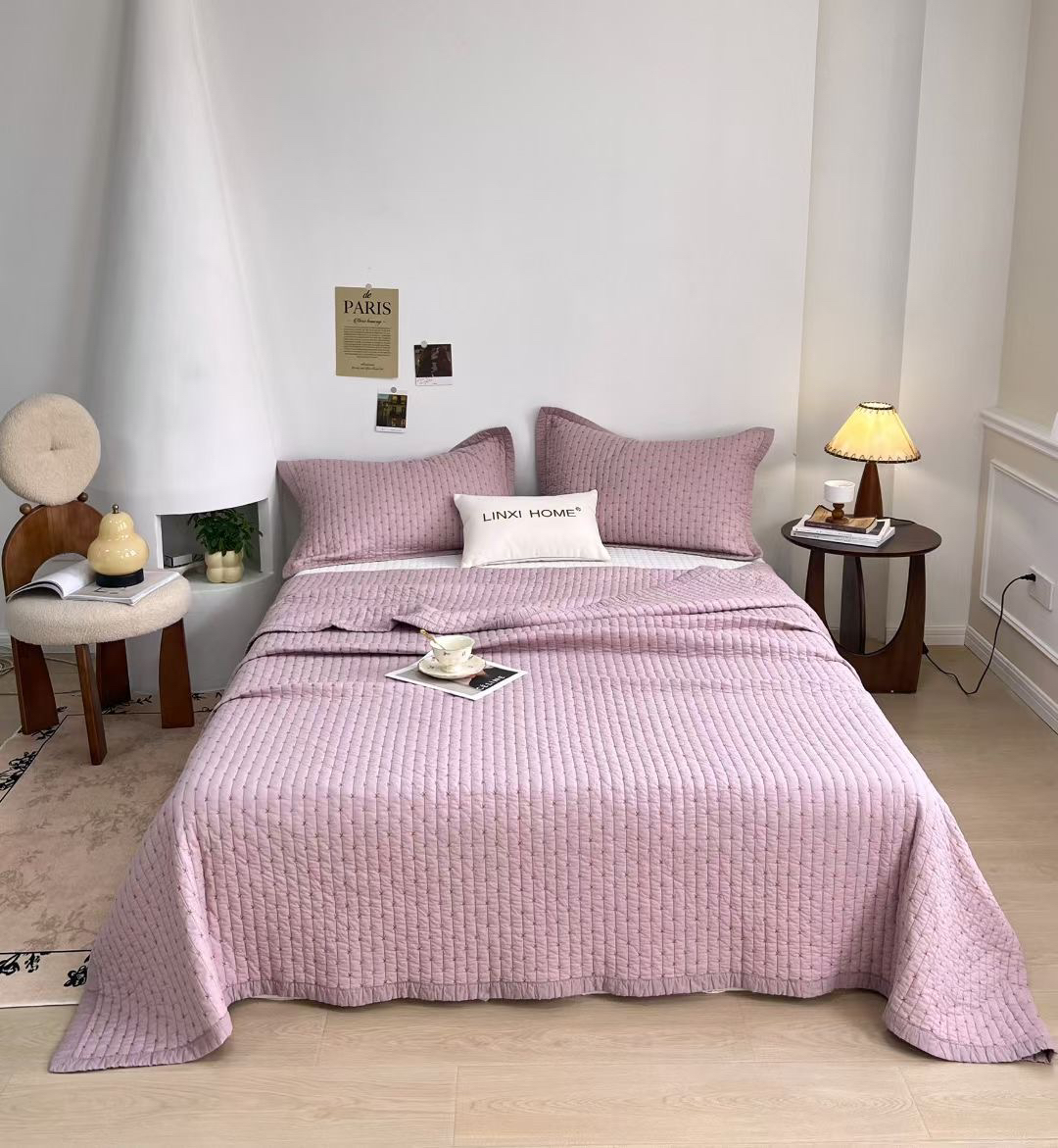 外贸原单巴厘纱全棉床盖三件套