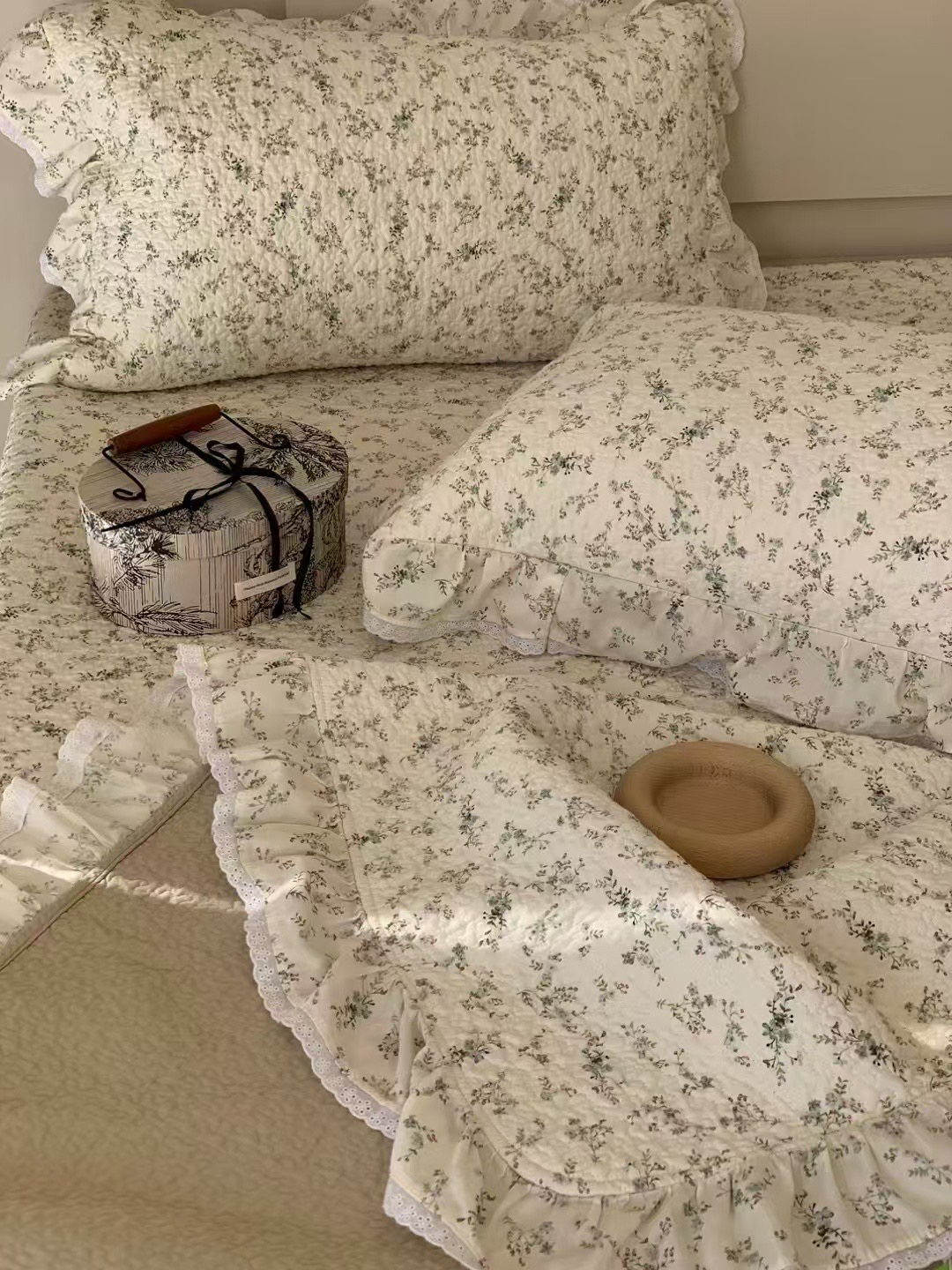 外贸原单大鹅全棉碎花床盖三件套