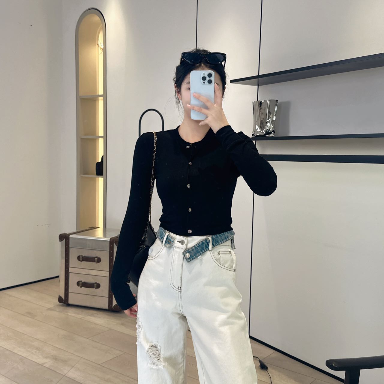 纯色圆领开衫Q102  