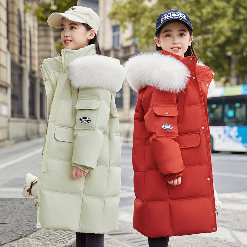 巴拉童年冬季儿童羽绒服女童2025新款洋气冬季中长款加厚女孩童装