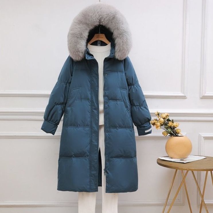 雪中飞2023新款羽绒服女中长款大毛领韩版时尚宽松加厚过膝冬连帽