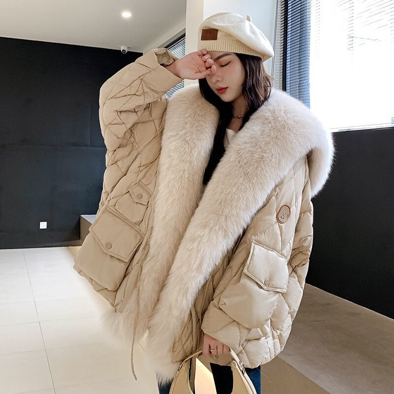 雪中飞2021年冬季新款超大狐狸毛领羽绒服派克服女皮草外套女保暖
