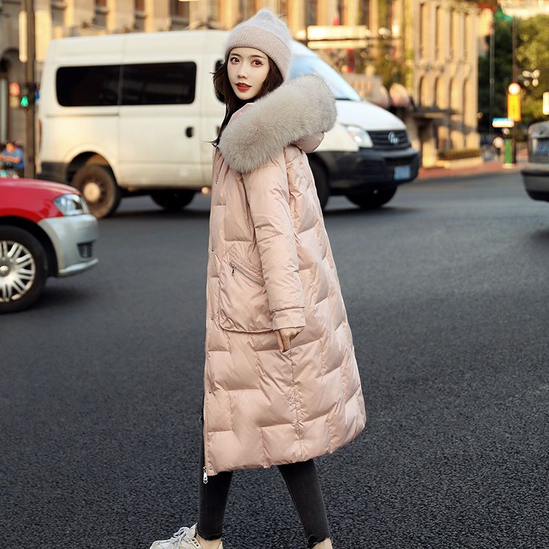 雪中飞2021冬装新款狐狸真毛大领羽绒服女中长款韩版白鸭绒加厚过