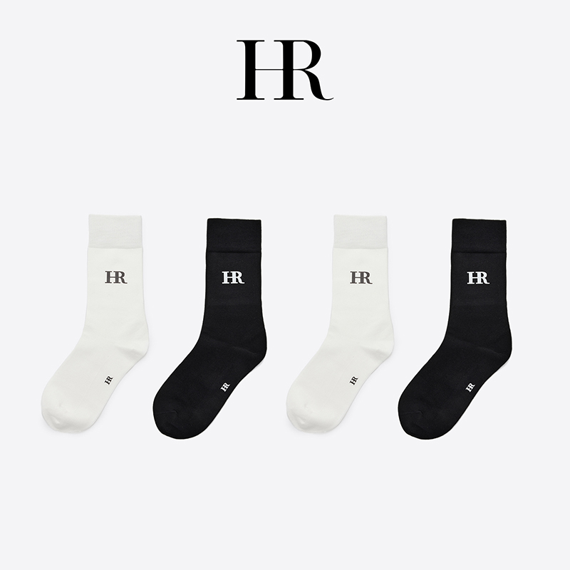 HR/赫莲娜拍下2双潮流黑白百搭潮袜ins运动袜子积会0.01兑换2双袜