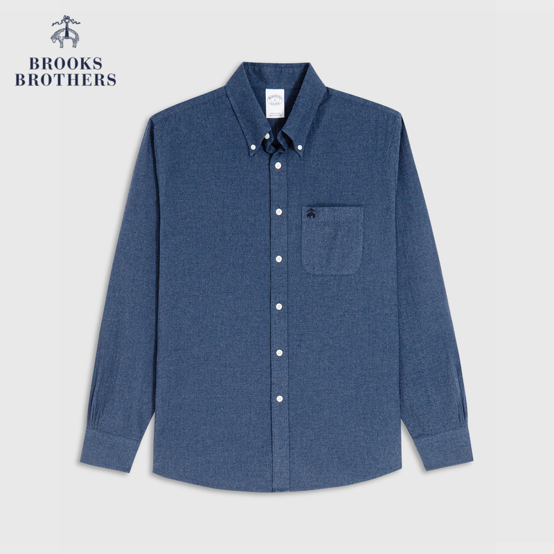 Brooks Brothers/布克兄弟男士25新纯棉磨毛口袋logo休闲衬衫