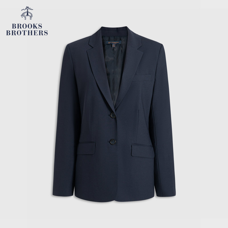 Brooks Brothers/布克兄弟女士秋季新款绵羊毛纯色商务西装外套