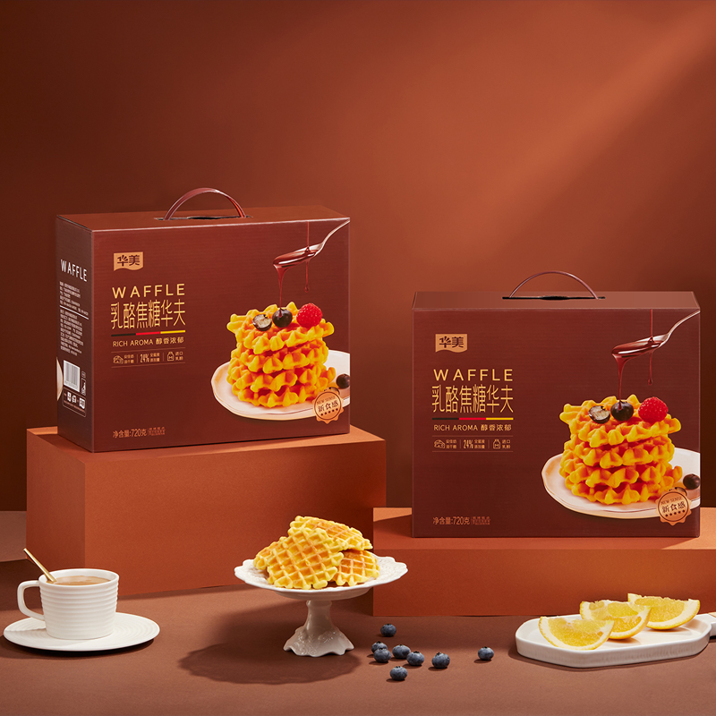 【宠粉福利 赠品】华美焦糖星格式华夫饼吃美味早餐下午茶720g箱