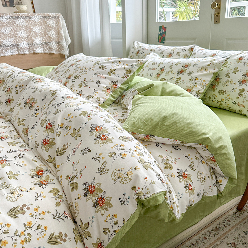 床上用品四件套复古印花单人学生宿舍小碎花棉被罩柔软亲肤