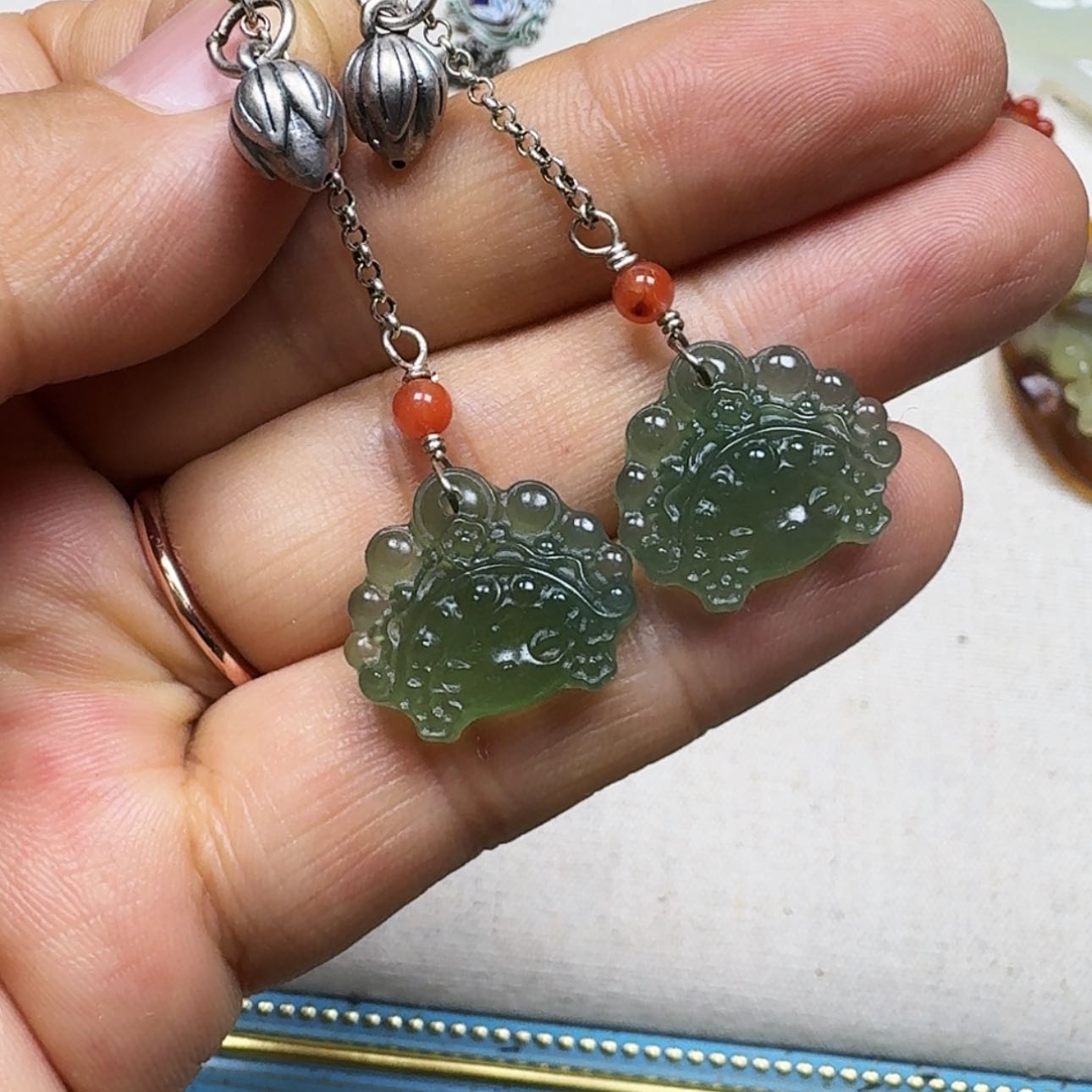 【闪购商品】蛇纹石玉耳饰未镶嵌