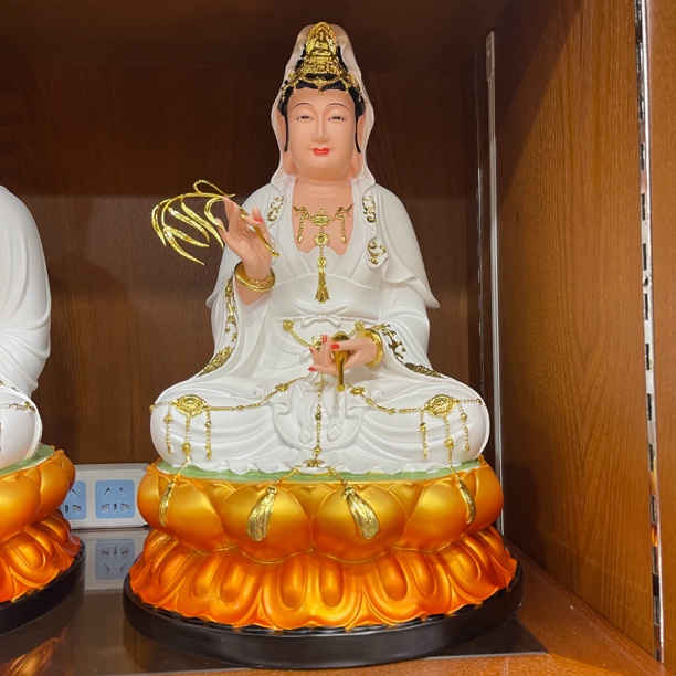 16寸树脂白衣观音如来弥勒地藏彩绘家用工艺品