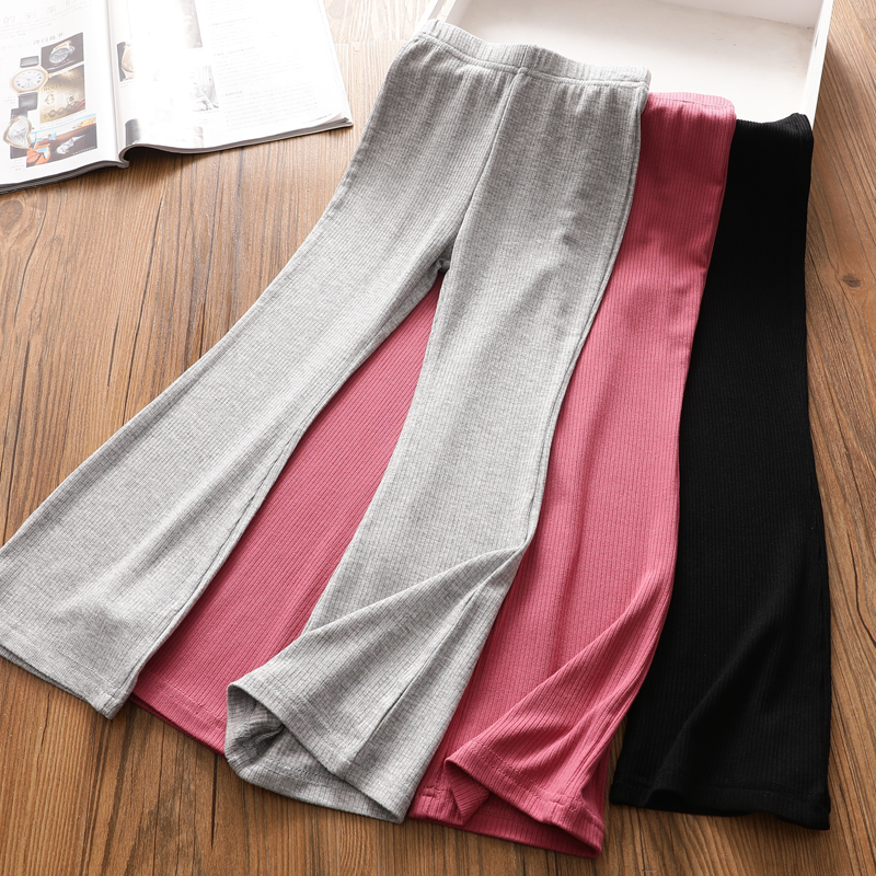 【新品】夏季喇叭裤 韩版中大童夏装薄款弹力打底裤百搭洋气长裤