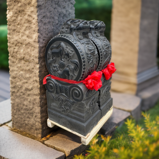 青石材质石雕门墩抱鼓石门口摆件