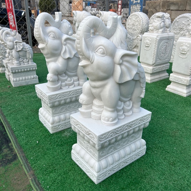 汉白玉材质石雕小象门墩庭院门口摆件