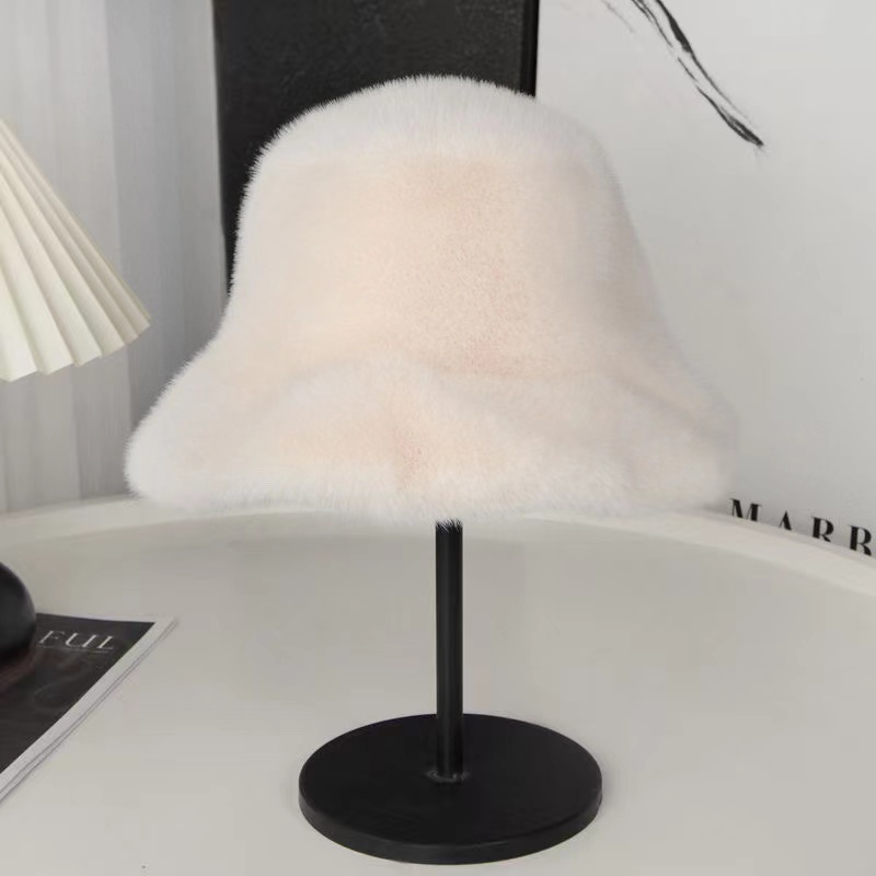 仿水貂毛渔夫帽高级感女秋冬时尚显脸小保暖加厚欧貂绒毛茸茸盆帽