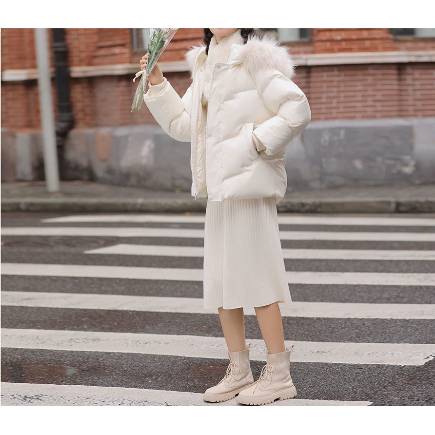【当季爆款】新款短款羽绒服女冬季2023小个子加厚保暖白色大毛领外