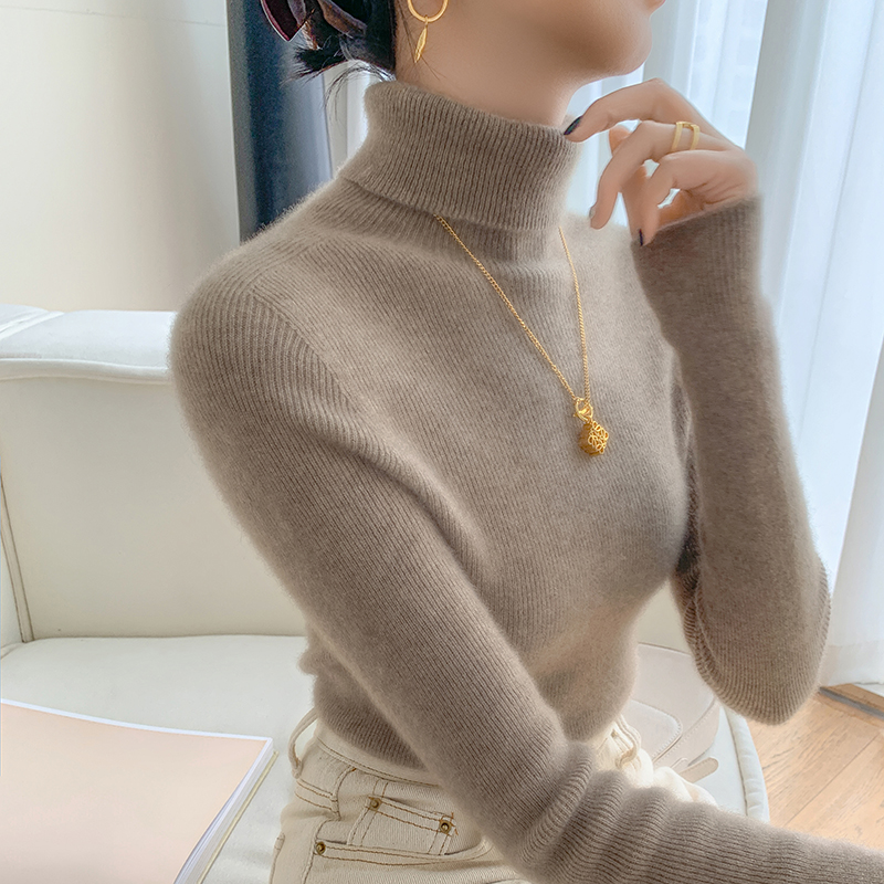 重磅推荐！羊绒女士一线成衣无缝加厚高领时尚百搭针织打底衫修身