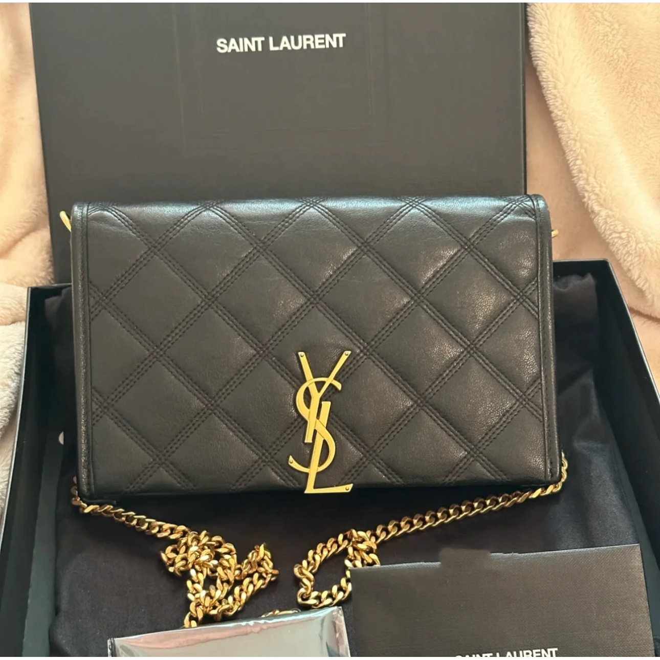 99新 YSL/圣罗兰 油蜡皮黑金woc/D店
