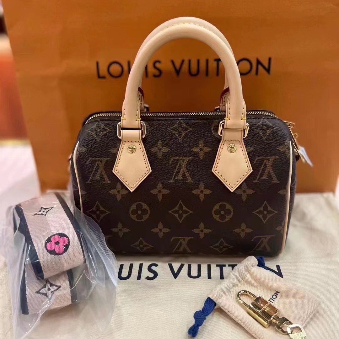 99新 LouisVuitton/路易威登 speedy/黑肩带斜挎包/严选