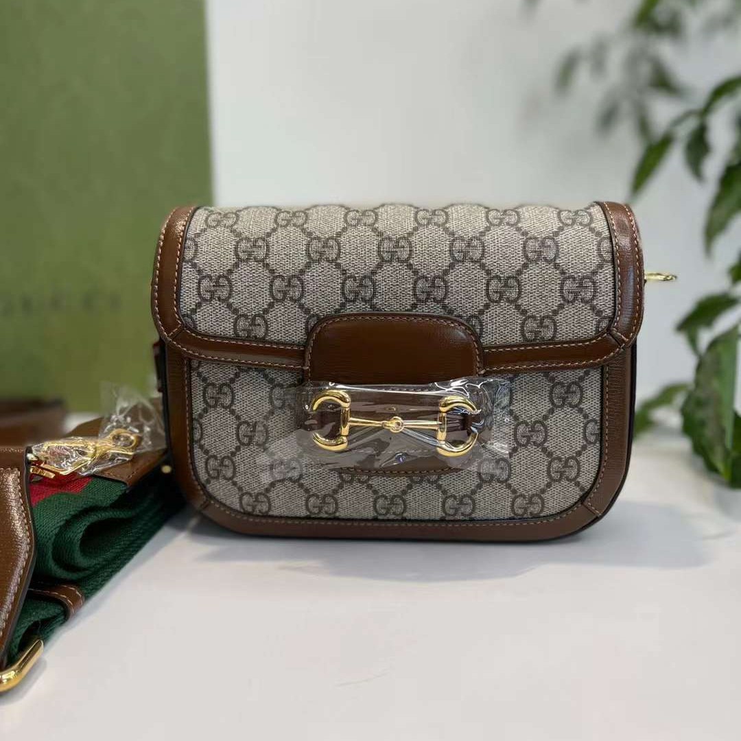 99新 GUCCI/古驰  1955mini 马鞍包/单肩包/棕色/理理
