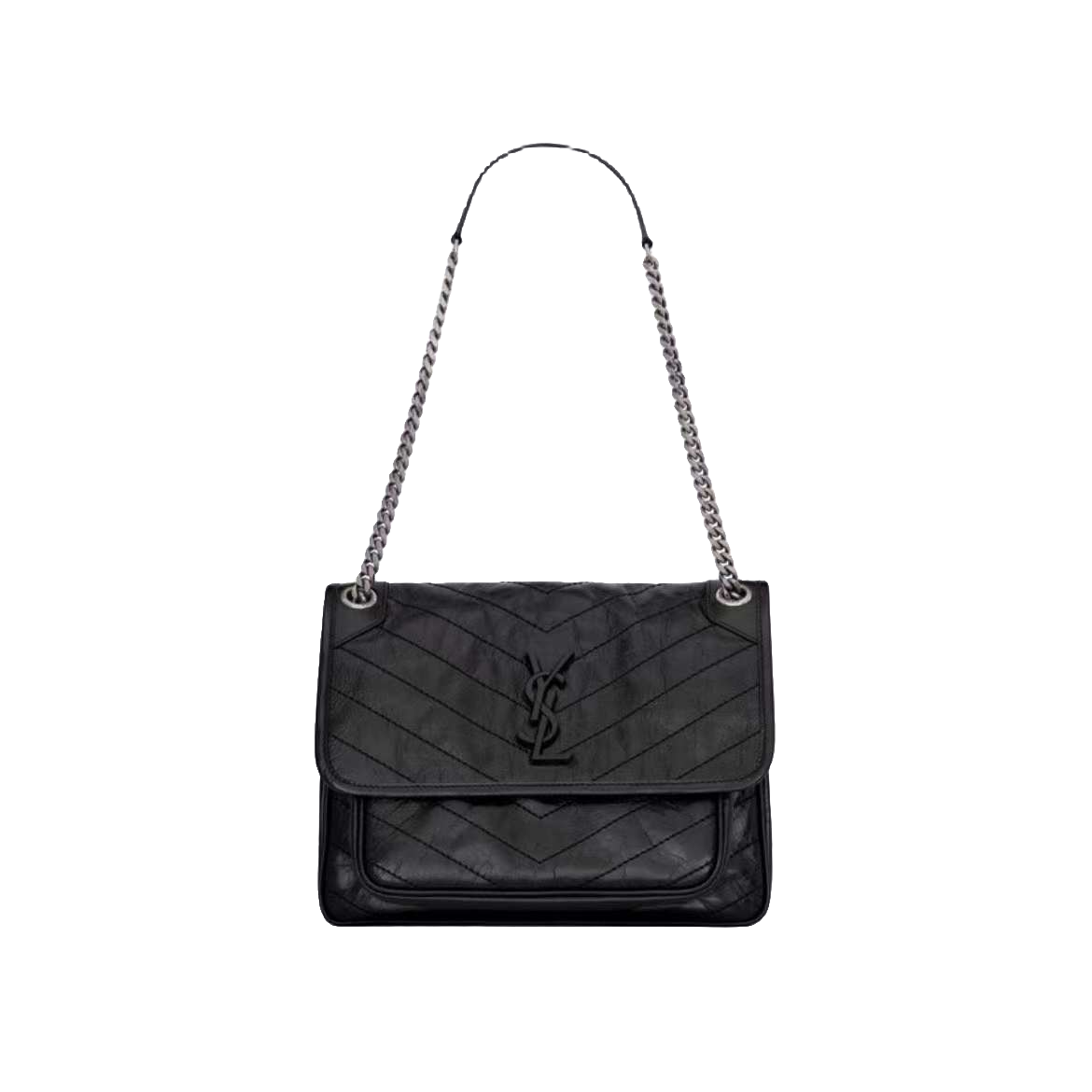 99新 YSL/圣罗兰 NIKI中号无D扣黑色单肩斜挎包/严选