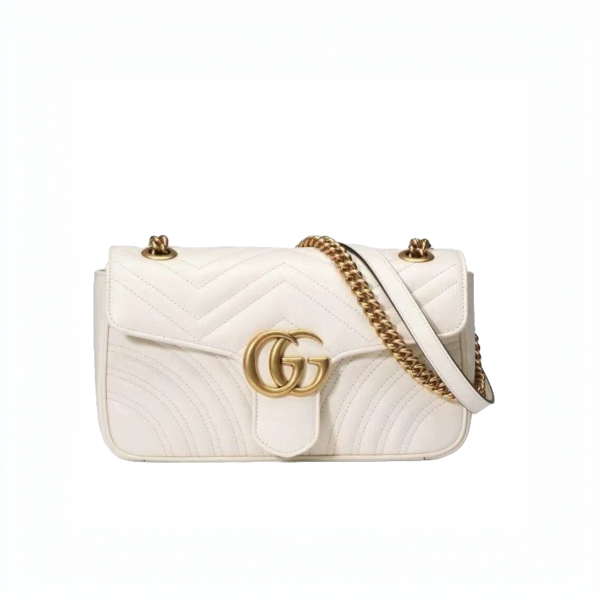 99新 GUCCI/古驰 新款马蒙白单肩包/白色/女士/中号/理理