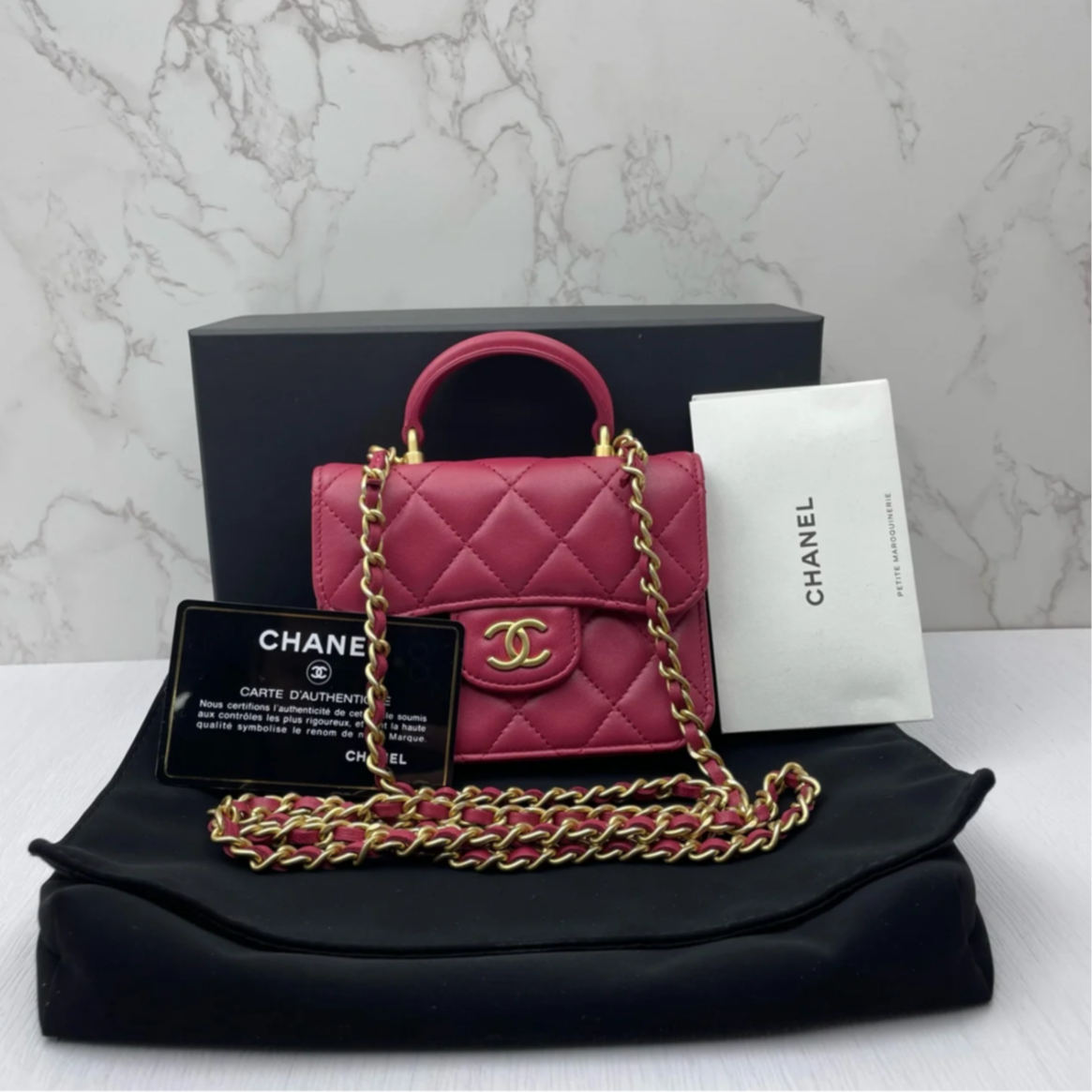 99新 Chanel/香奈儿 手柄化妆包/红色链条包/单肩包/D店